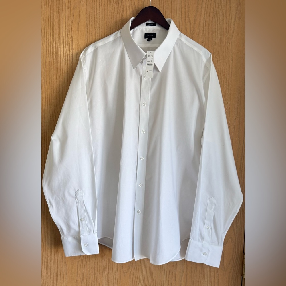 J. Crew | Men’s XXL | White Bowery Wrinkle-Free Dress Shirt Point Collar NWT